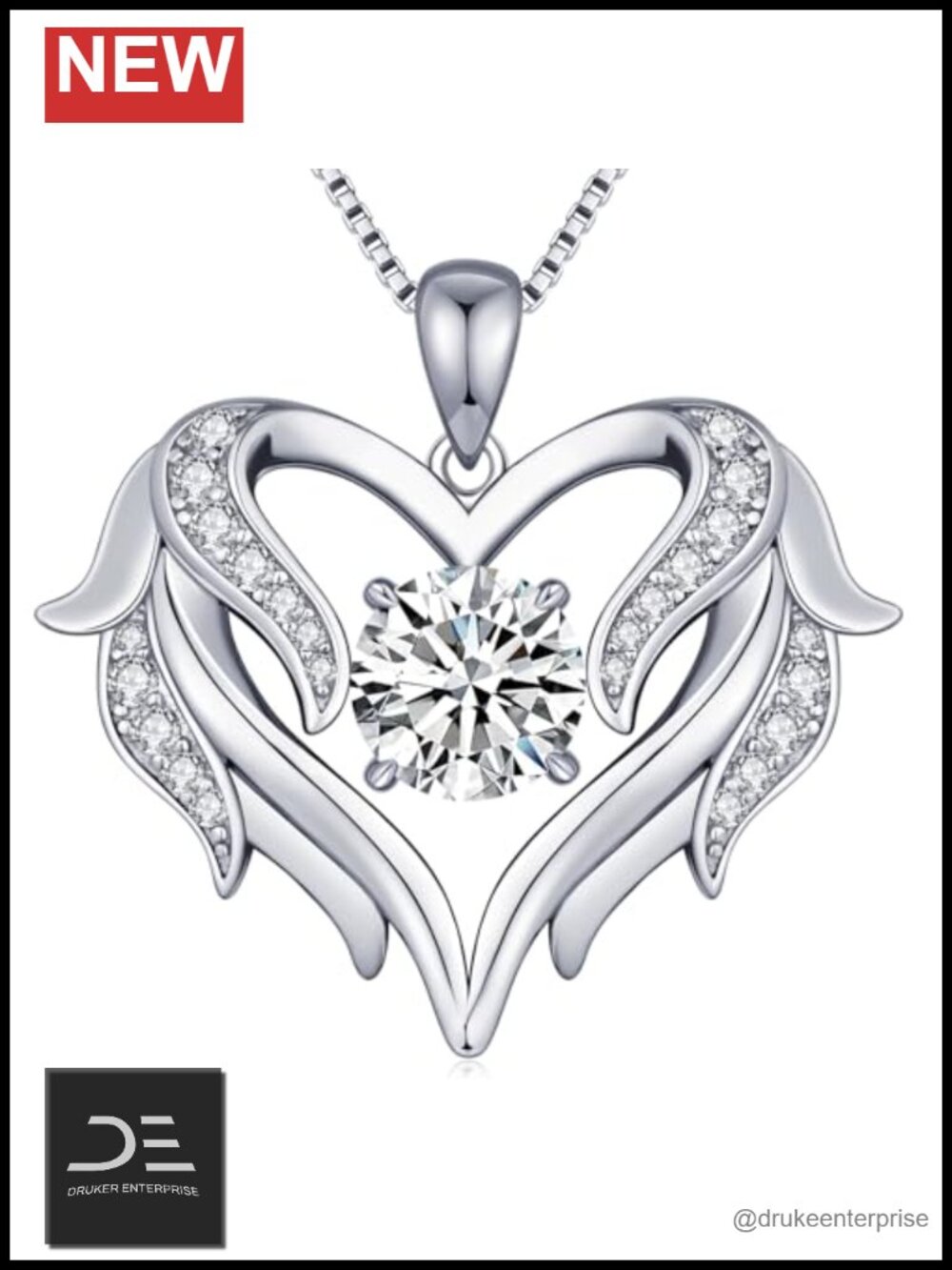 Heart Moissanite Necklace 925 Sterling Silver 18K White Gold Plated Pendant